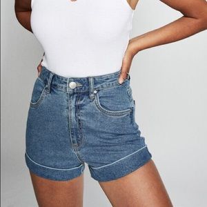 High Rise Classic Denim Stretch Shorts